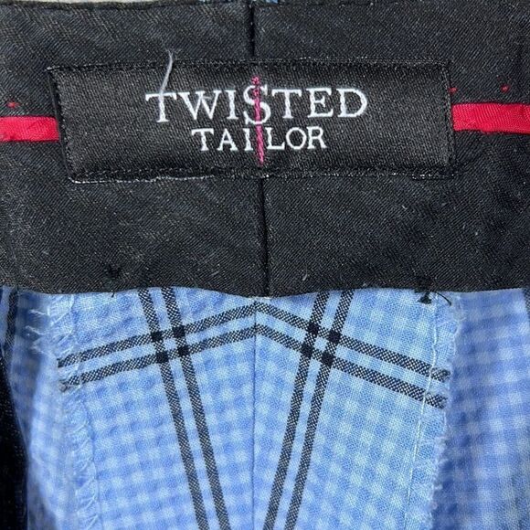 TWISTED TAILOR Men’s Flat Front Windowpane Cosmic Trouser Pants Blue Size 34R - Picture 2 of 10